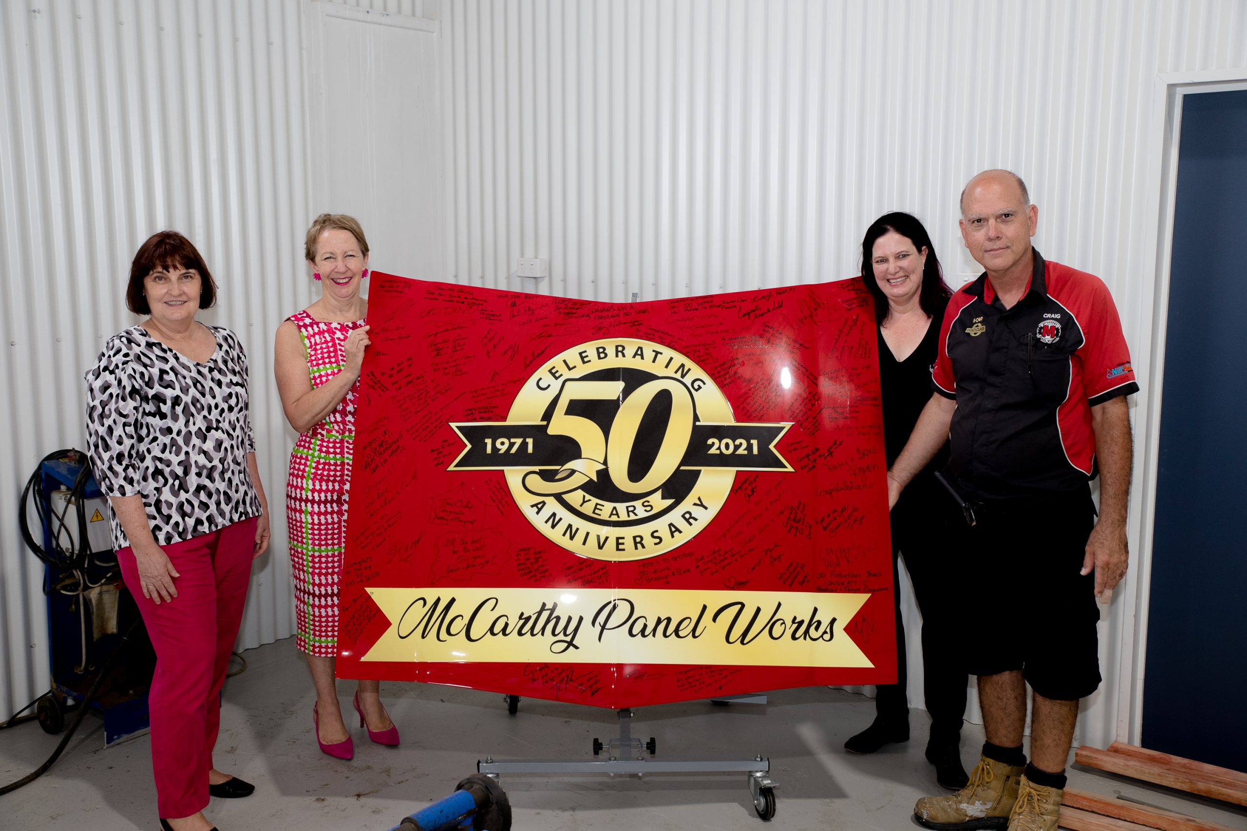 McCarthy Panel Works, celebrating 50 years! with Member for Mackay, Julianne Gilbert and the Honourable Di Farmer MP.